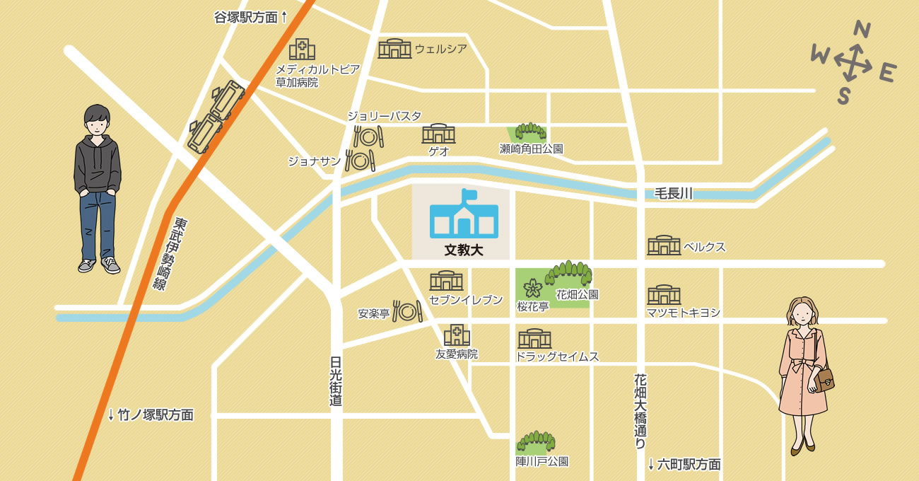文教大学エリアのマップ